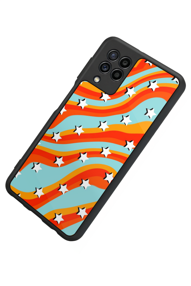 Samsung Galaxy M32 Uyumlu Retro Yildizlar Tasarımlı Glossy Premium Kılıf