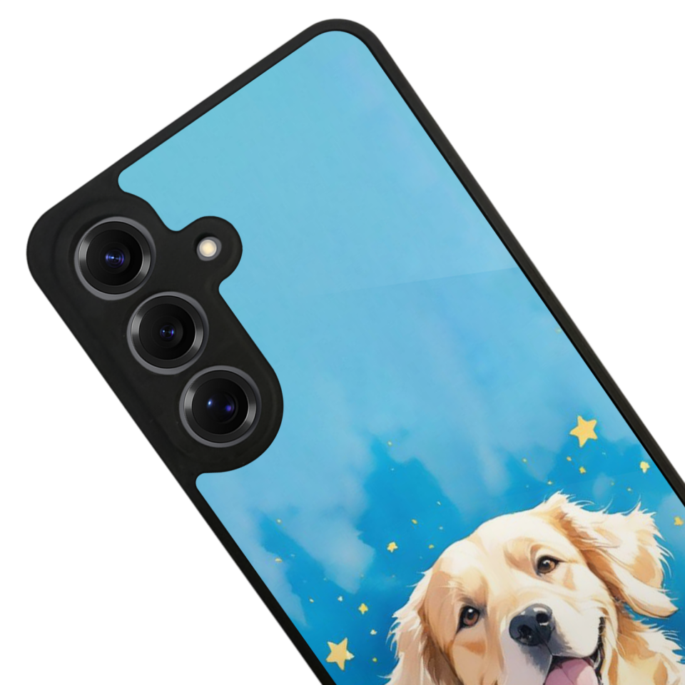 Samsung Galaxy S25 Uyumlu Golden Kopek Tasarımlı Glossy Premium Kılıf