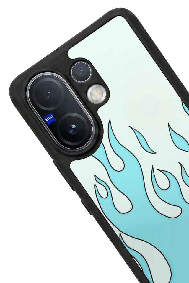 Vivo V60 Uyumlu Retro Flame Patterns Tasarımlı Glossy Premium Kılıf