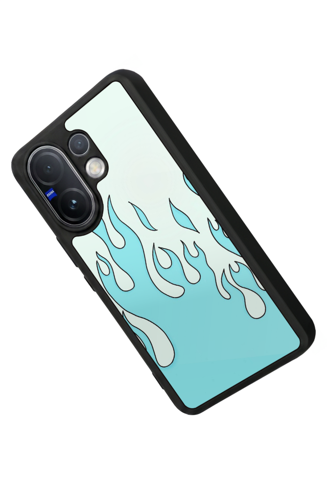 Vivo V60 Uyumlu Retro Flame Patterns Tasarımlı Glossy Premium Kılıf