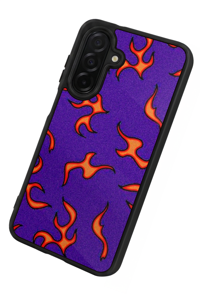 Samsung Galaxy A56 Uyumlu Retro Flame Patterns Tasarımlı Glossy Premium Kılıf