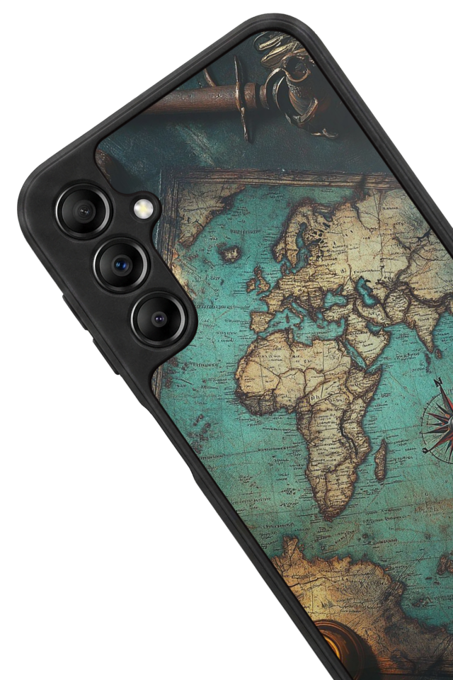 Samsung Galaxy A14 Uyumlu Harita Tasarımlı Glossy Premium Kılıf