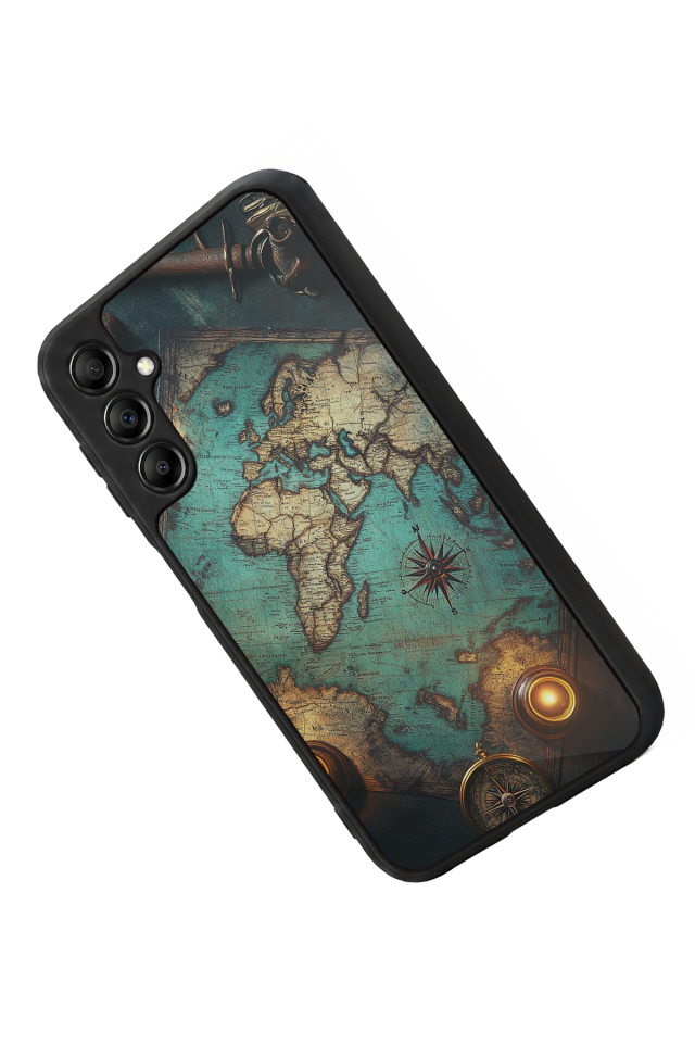 Samsung Galaxy A14 Uyumlu Harita Tasarımlı Glossy Premium Kılıf