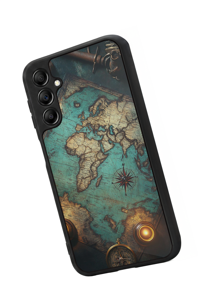 Samsung Galaxy A14 Uyumlu Harita Tasarımlı Glossy Premium Kılıf