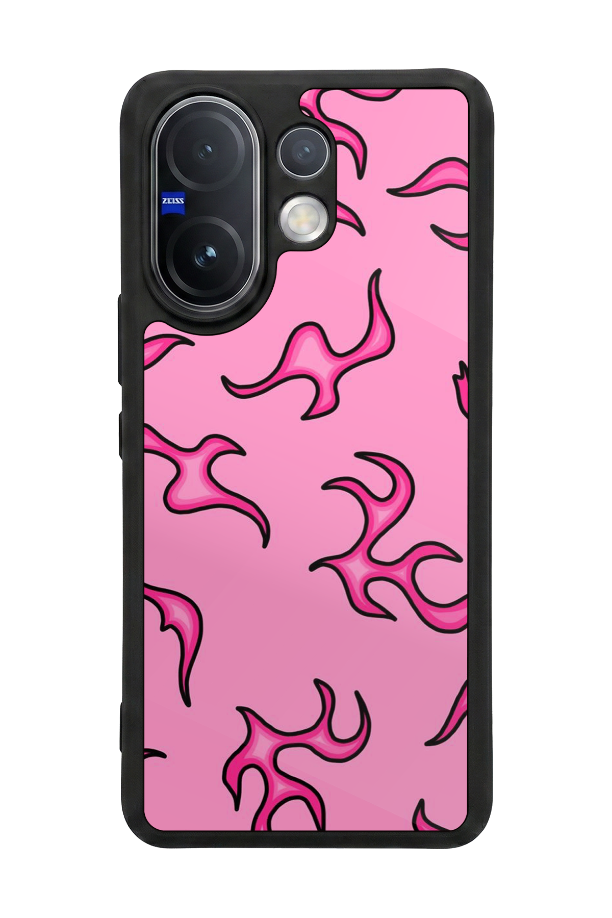 Vivo V60 Uyumlu Retro Flame Patterns Tasarımlı Glossy Premium Kılıf