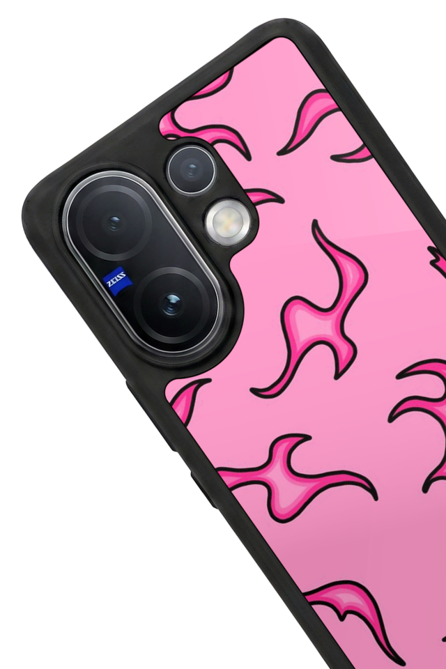 Vivo V60 Uyumlu Retro Flame Patterns Tasarımlı Glossy Premium Kılıf