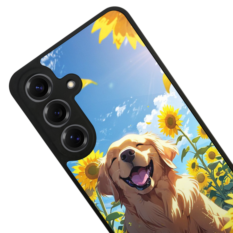 Samsung Galaxy S25 Uyumlu Golden Kopek Tasarımlı Glossy Premium Kılıf