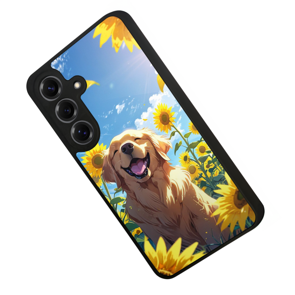 Samsung Galaxy S25 Uyumlu Golden Kopek Tasarımlı Glossy Premium Kılıf