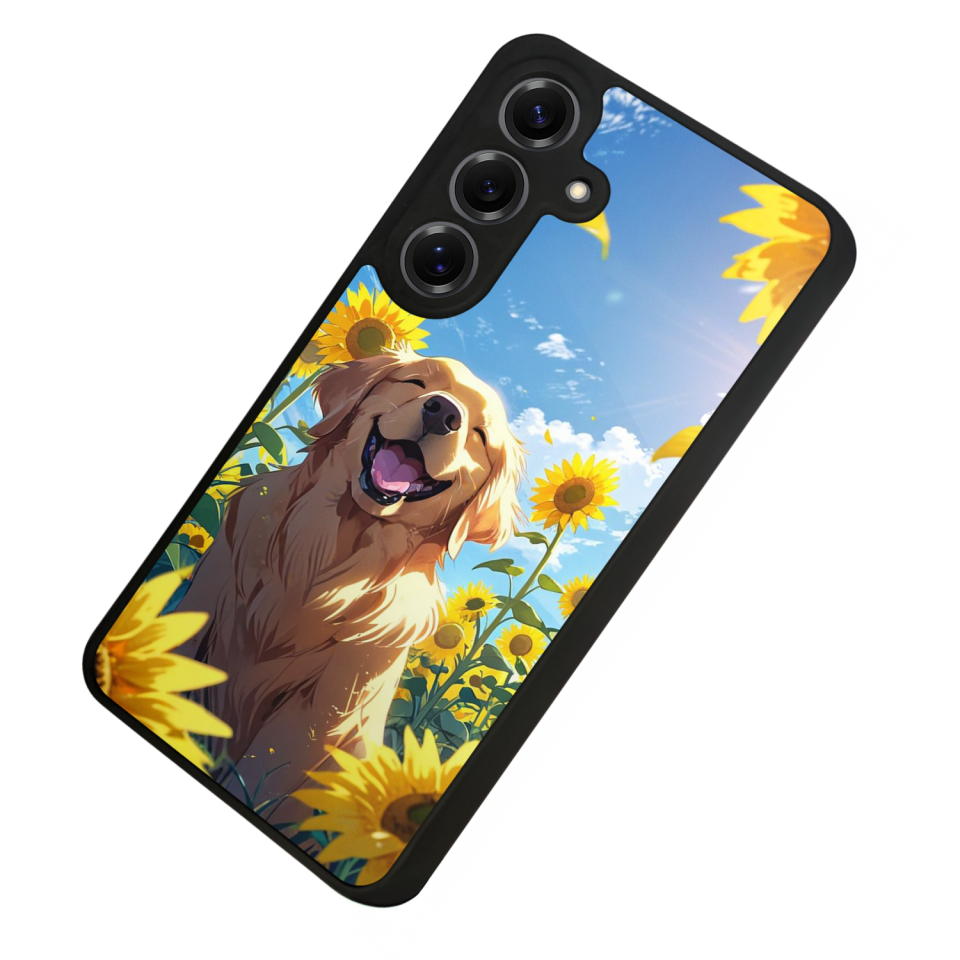 Samsung Galaxy S25 Uyumlu Golden Kopek Tasarımlı Glossy Premium Kılıf