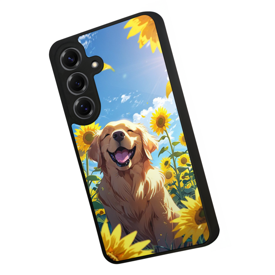 Samsung Galaxy S25 Uyumlu Golden Kopek Tasarımlı Glossy Premium Kılıf