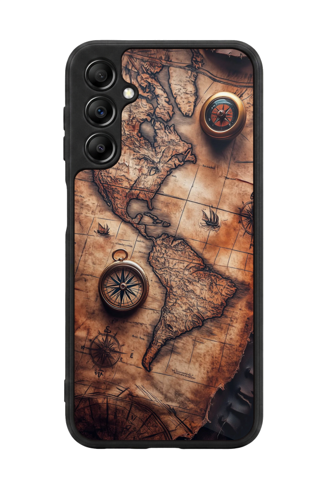 Samsung Galaxy A14 Uyumlu Harita Tasarımlı Glossy Premium Kılıf