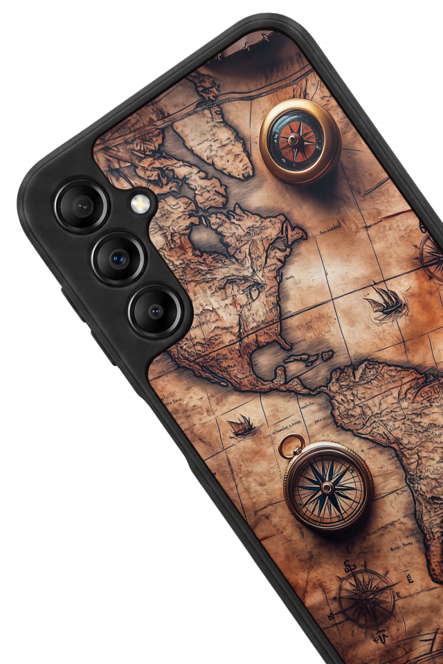 Samsung Galaxy A14 Uyumlu Harita Tasarımlı Glossy Premium Kılıf