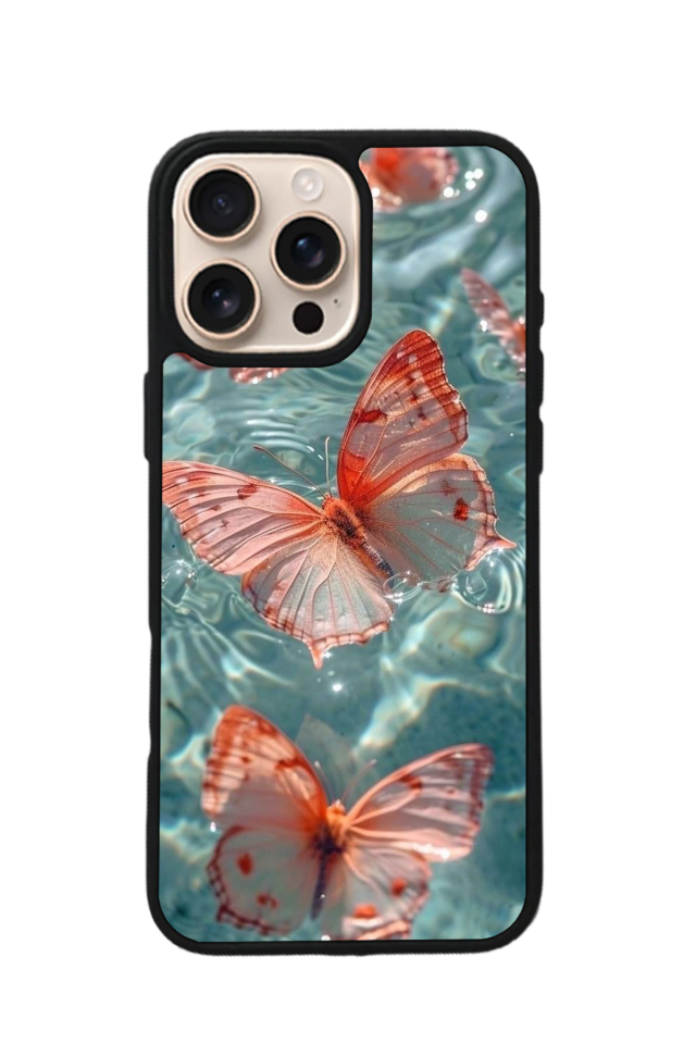 iPhone 16 Pro Uyumlu Kelebek Tasarımlı Glossy Premium Kılıf