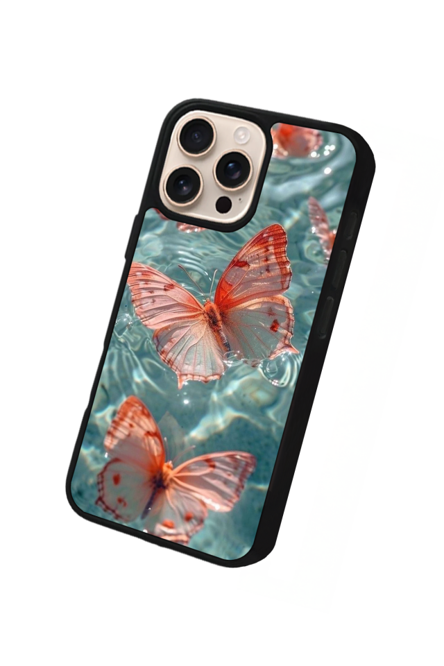 iPhone 16 Pro Uyumlu Kelebek Tasarımlı Glossy Premium Kılıf