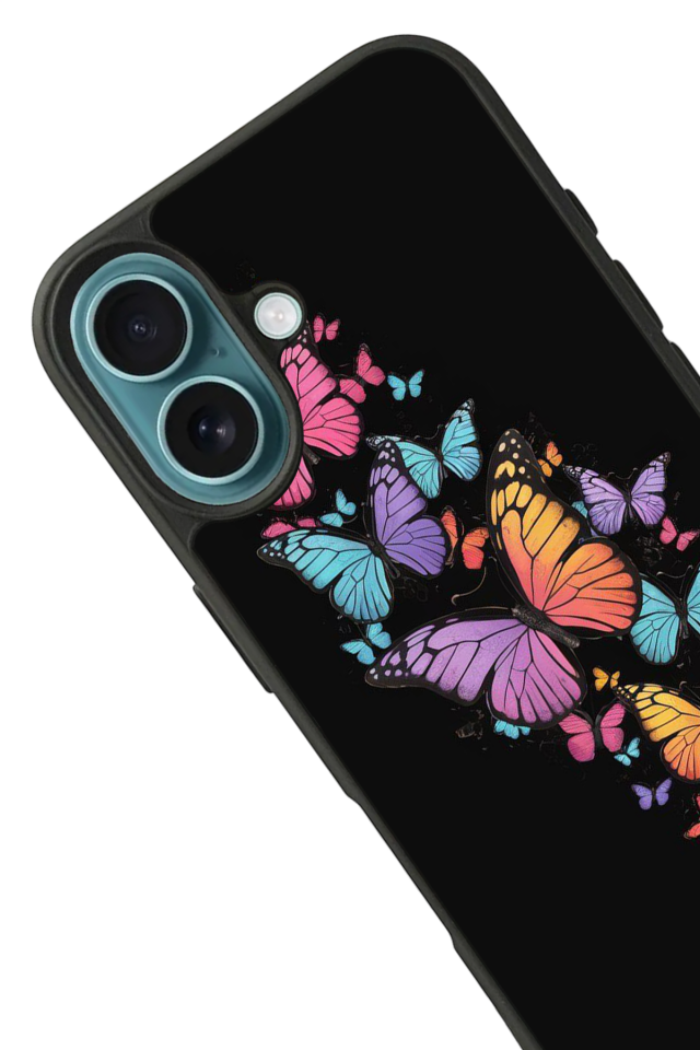 iPhone 16 Uyumlu Kelebek Tasarımlı Glossy Premium Kılıf