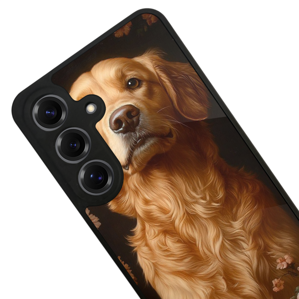 Samsung Galaxy S25 Uyumlu Golden Kopek Tasarımlı Glossy Premium Kılıf