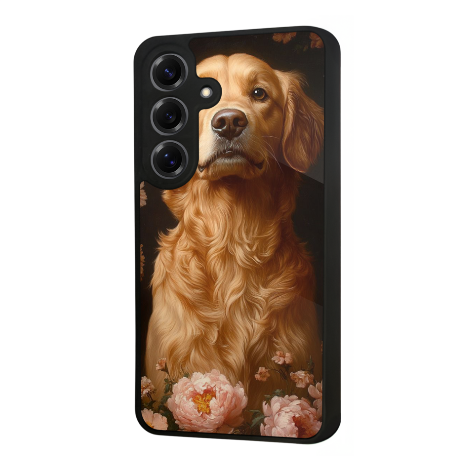 Samsung Galaxy S25 Uyumlu Golden Kopek Tasarımlı Glossy Premium Kılıf