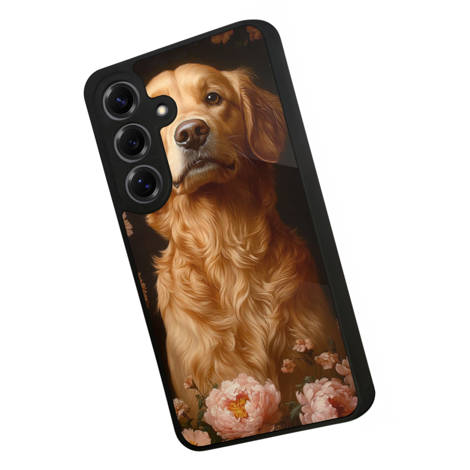 Samsung Galaxy S25 Uyumlu Golden Kopek Tasarımlı Glossy Premium Kılıf