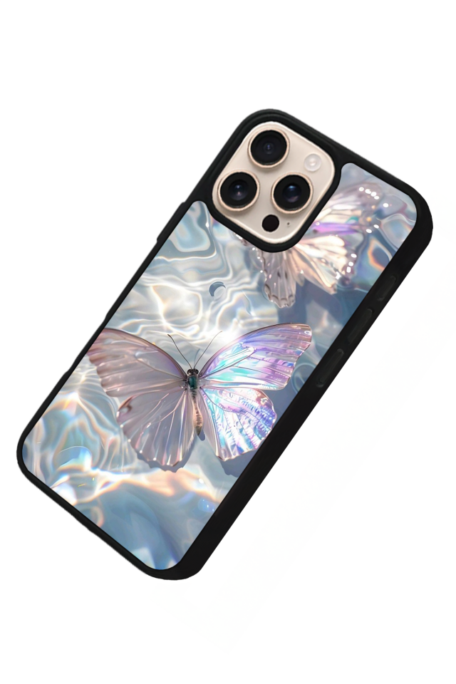 iPhone 16 Pro Uyumlu Kelebek Tasarımlı Glossy Premium Kılıf