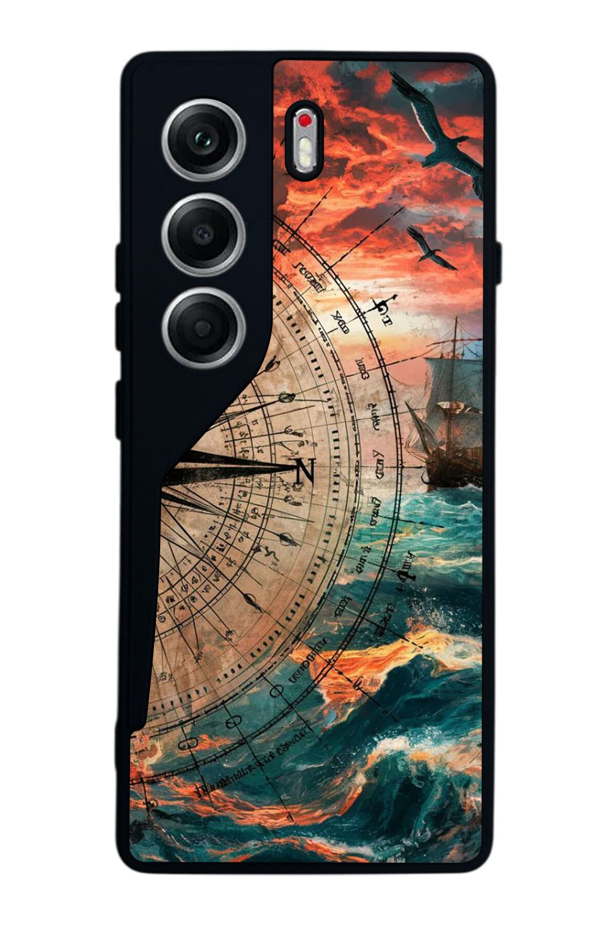 Tecno Camon 40 Uyumlu Pusula Tasarımlı Glossy Premium Kılıf