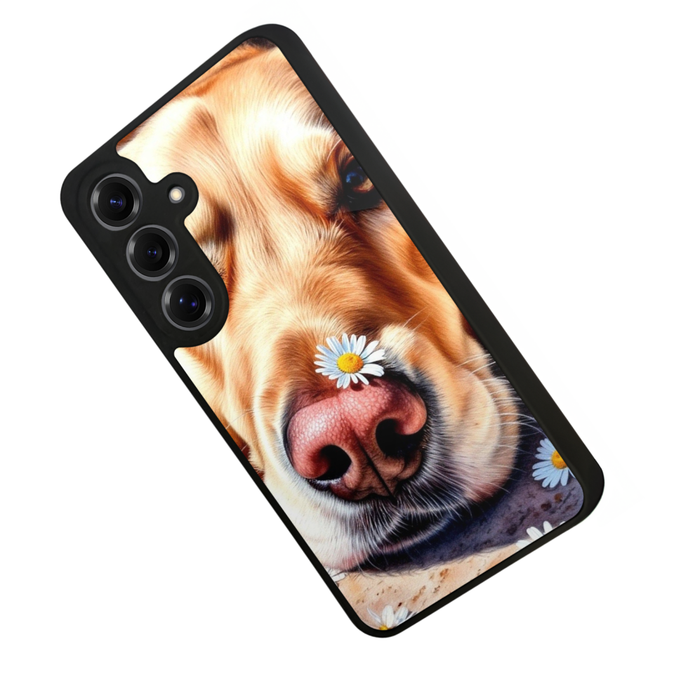 Samsung Galaxy S25 Uyumlu Golden Kopek Tasarımlı Glossy Premium Kılıf