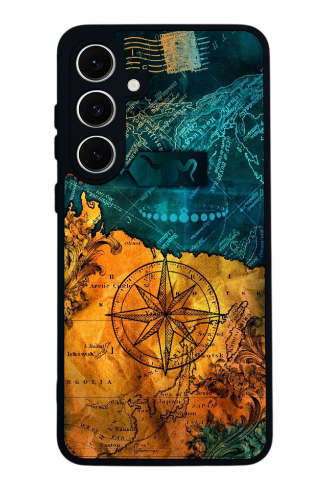 Samsung Galaxy S24 FE Uyumlu Harita Tasarımlı Glossy Premium Kılıf