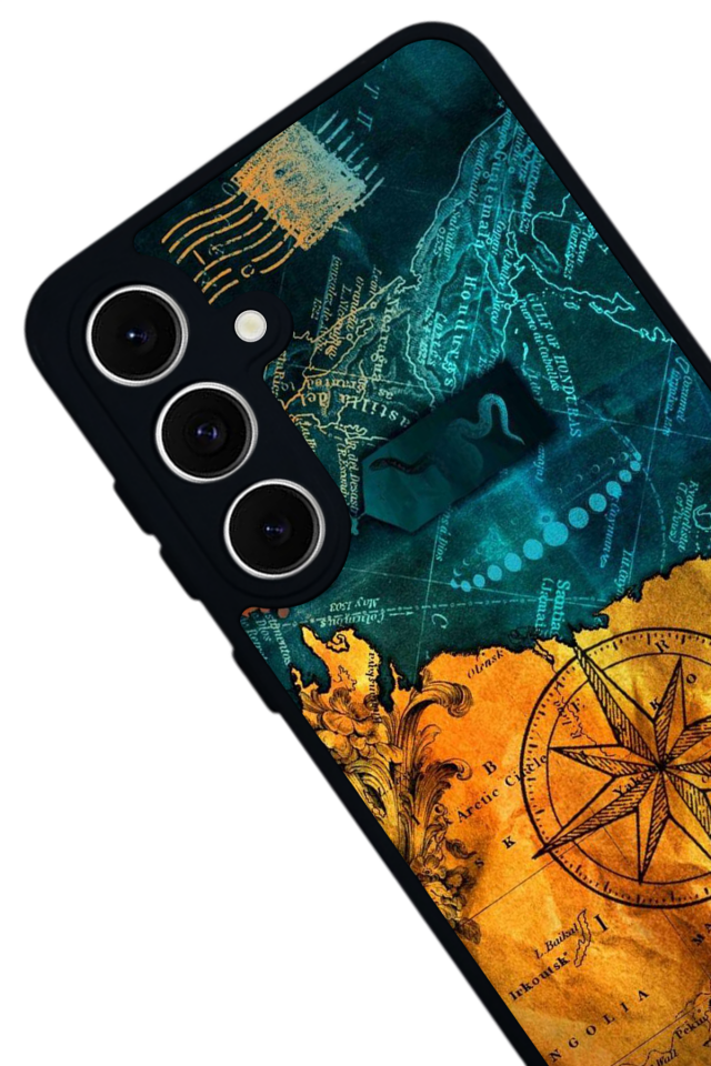 Samsung Galaxy S24 FE Uyumlu Harita Tasarımlı Glossy Premium Kılıf