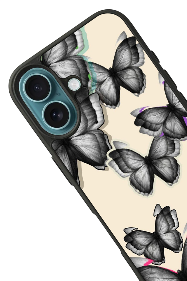 iPhone 16 Uyumlu Kelebek Tasarımlı Glossy Premium Kılıf