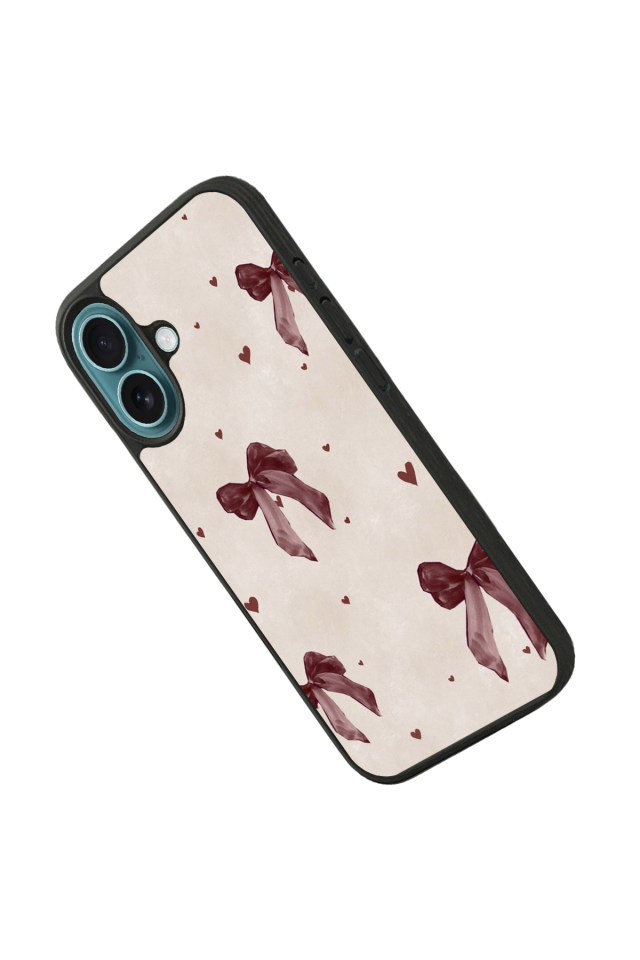 iPhone 16 Plus Uyumlu Kurdele Tasarımlı Glossy Premium Kılıf
