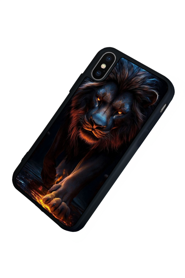 iPhone X/ XS Uyumlu Aslan Tasarımlı Glossy Premium Kılıf