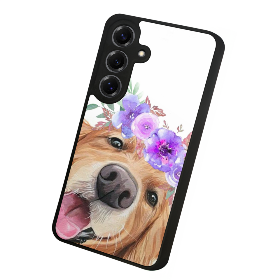 Samsung Galaxy S25 Uyumlu Golden Kopek Tasarımlı Glossy Premium Kılıf