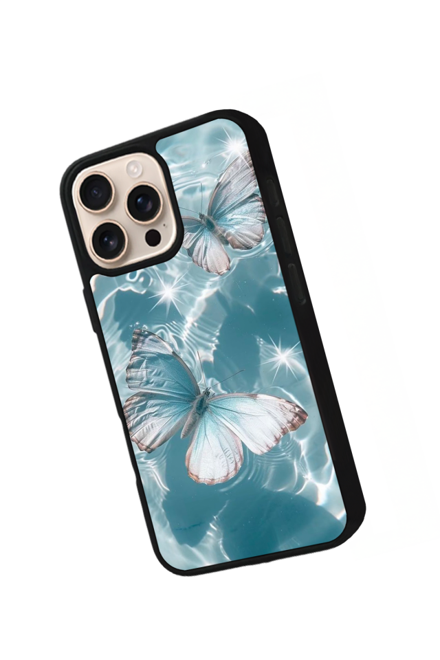 iPhone 16 Pro Uyumlu Kelebek Tasarımlı Glossy Premium Kılıf