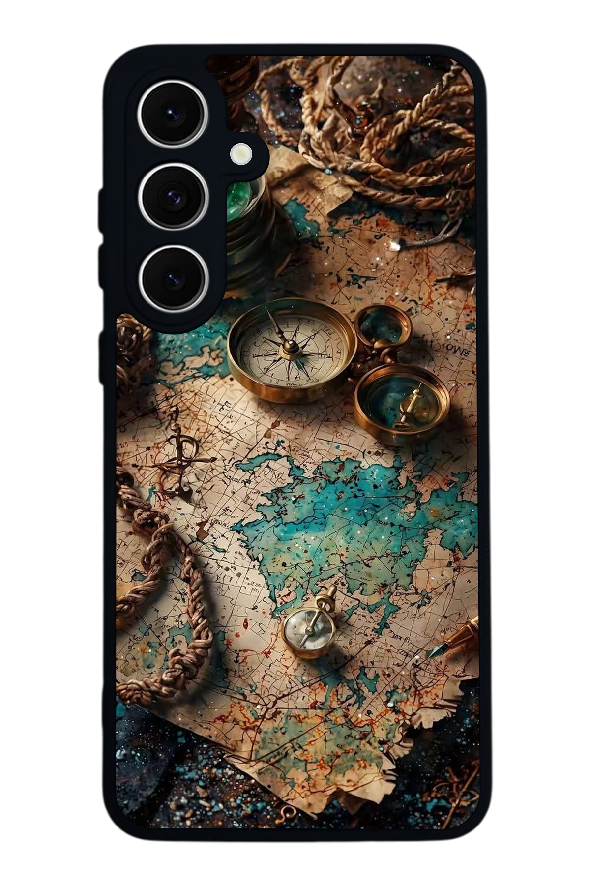 Samsung Galaxy S24 FE Uyumlu Harita Tasarımlı Glossy Premium Kılıf