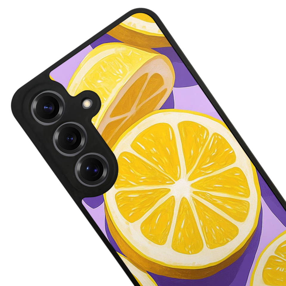 Samsung Galaxy S25 Uyumlu Limon Tasarımlı Glossy Premium Kılıf