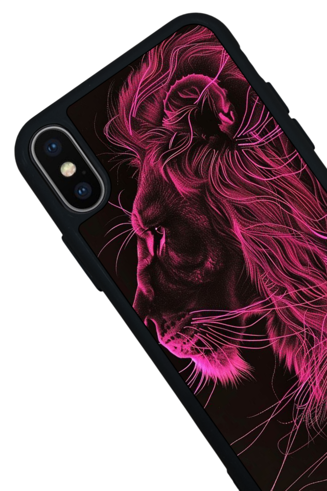 iPhone X/ XS Uyumlu Aslan Tasarımlı Glossy Premium Kılıf