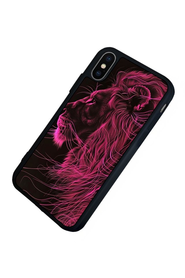 iPhone X/ XS Uyumlu Aslan Tasarımlı Glossy Premium Kılıf