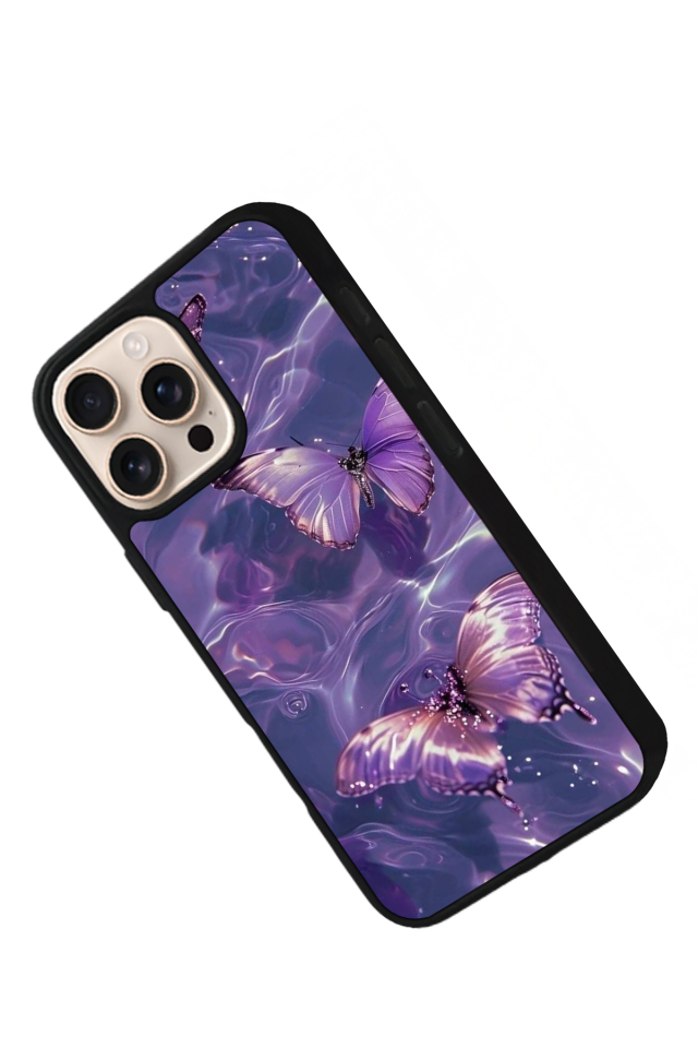 iPhone 16 Pro Uyumlu Kelebek Tasarımlı Glossy Premium Kılıf