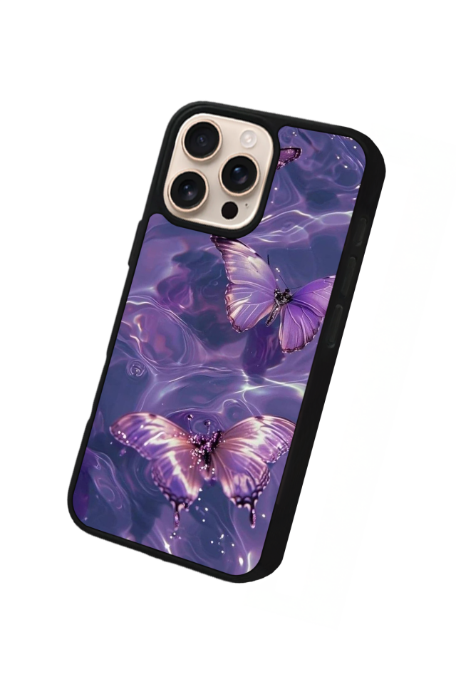 iPhone 16 Pro Uyumlu Kelebek Tasarımlı Glossy Premium Kılıf