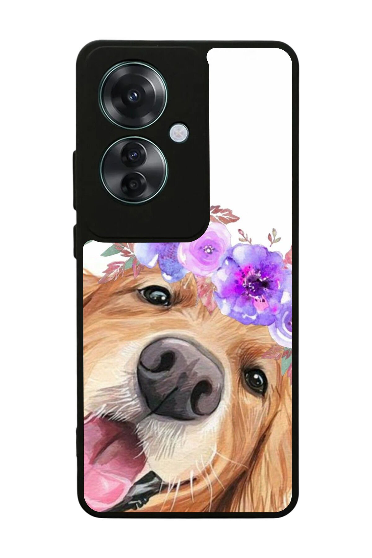 Oppo Reno 11F Uyumlu Golden Kopek Tasarımlı Glossy Premium Kılıf