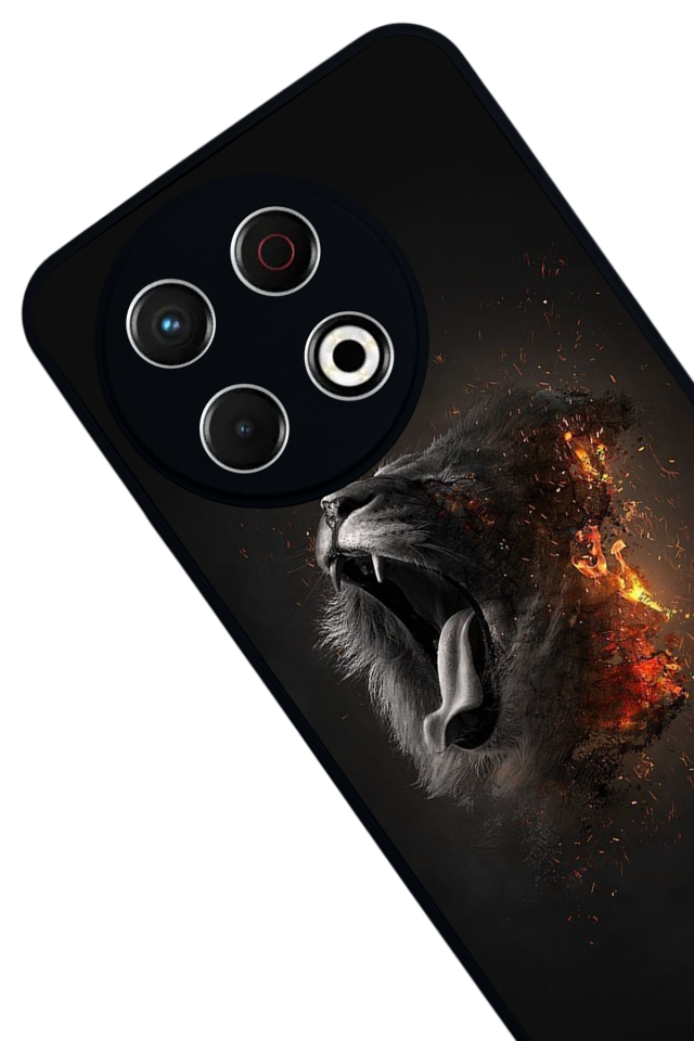 Tecno Spark 30 Pro Uyumlu Aslan Tasarımlı Glossy Premium Kılıf