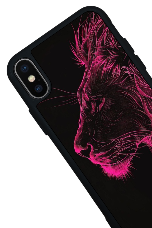 iPhone X/ XS Uyumlu Aslan Tasarımlı Glossy Premium Kılıf