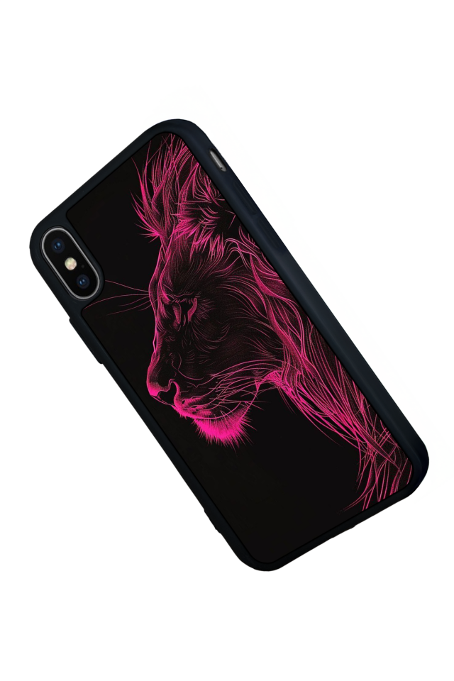 iPhone X/ XS Uyumlu Aslan Tasarımlı Glossy Premium Kılıf