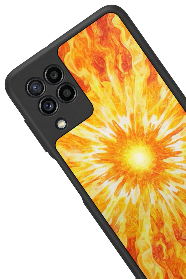 Samsung Galaxy M22 Uyumlu Güneş Tasarımlı Glossy Premium Kılıf