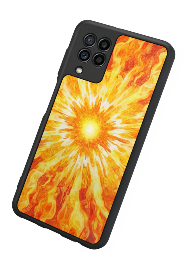 Samsung Galaxy M22 Uyumlu Güneş Tasarımlı Glossy Premium Kılıf