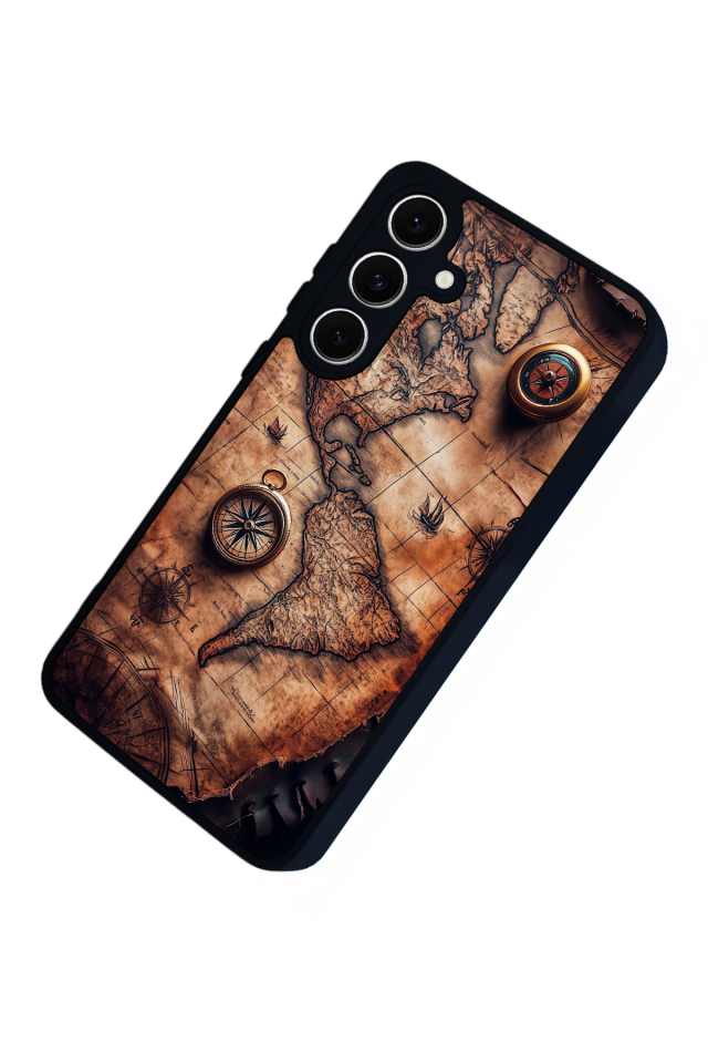 Samsung Galaxy S24 FE Uyumlu Harita Tasarımlı Glossy Premium Kılıf