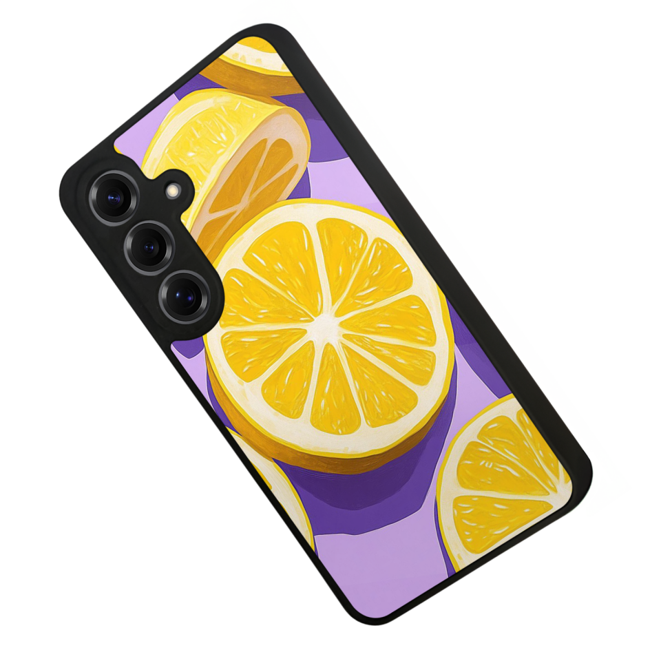 Samsung Galaxy S25 Uyumlu Limon Tasarımlı Glossy Premium Kılıf