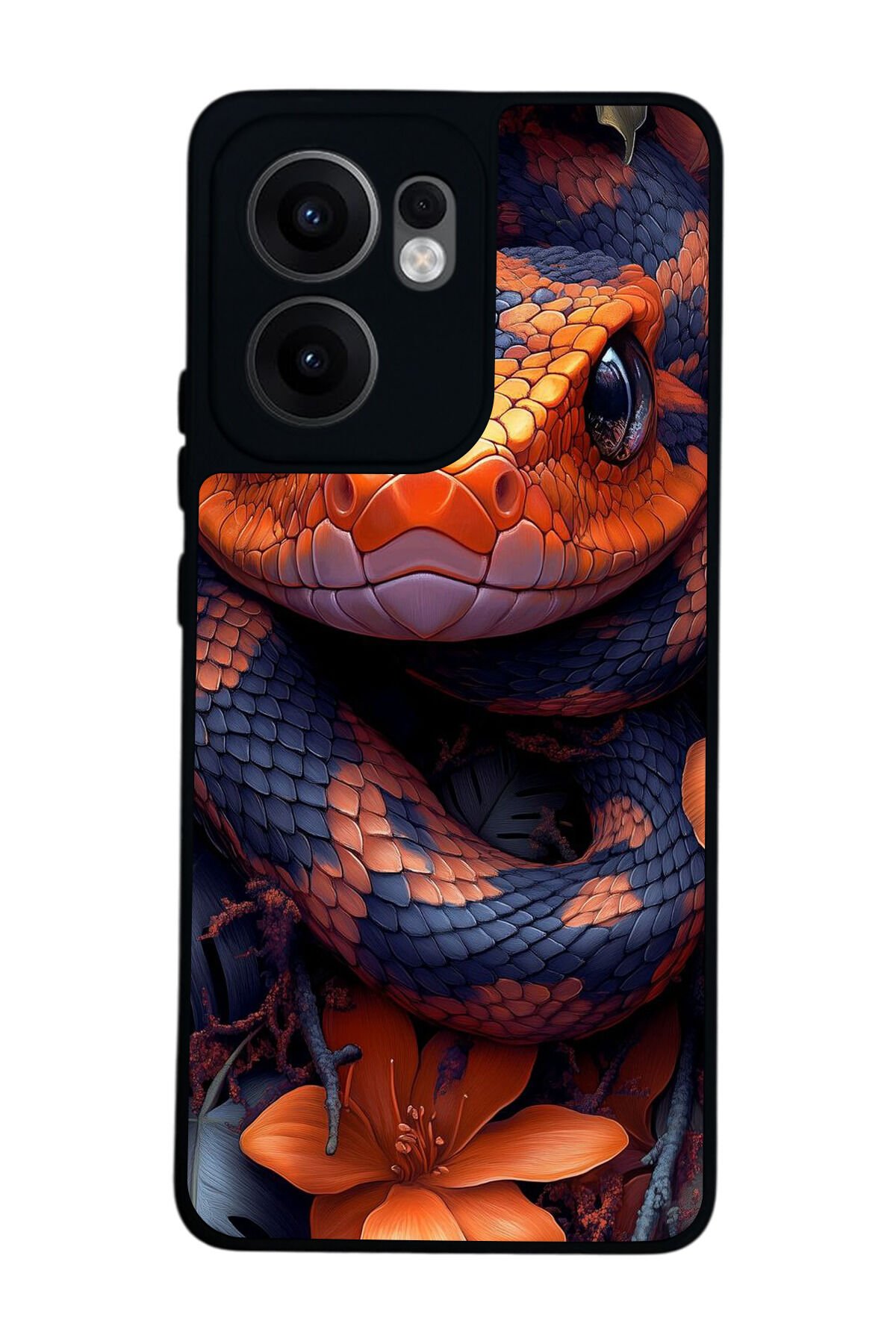 Oppo Reno 13F Uyumlu Yılan Tasarımlı Glossy Premium Kılıf
