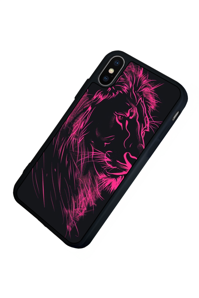 iPhone X/ XS Uyumlu Aslan Tasarımlı Glossy Premium Kılıf