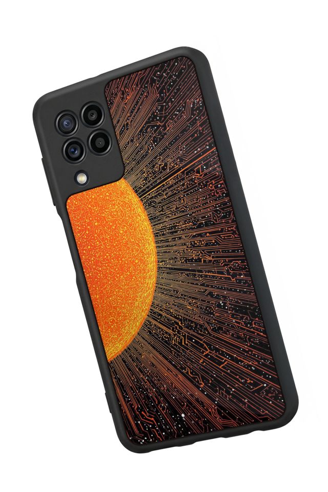 Samsung Galaxy M22 Uyumlu Güneş Tasarımlı Glossy Premium Kılıf