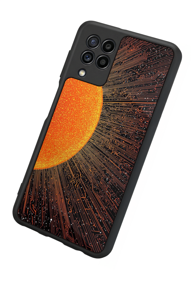 Samsung Galaxy M22 Uyumlu Güneş Tasarımlı Glossy Premium Kılıf